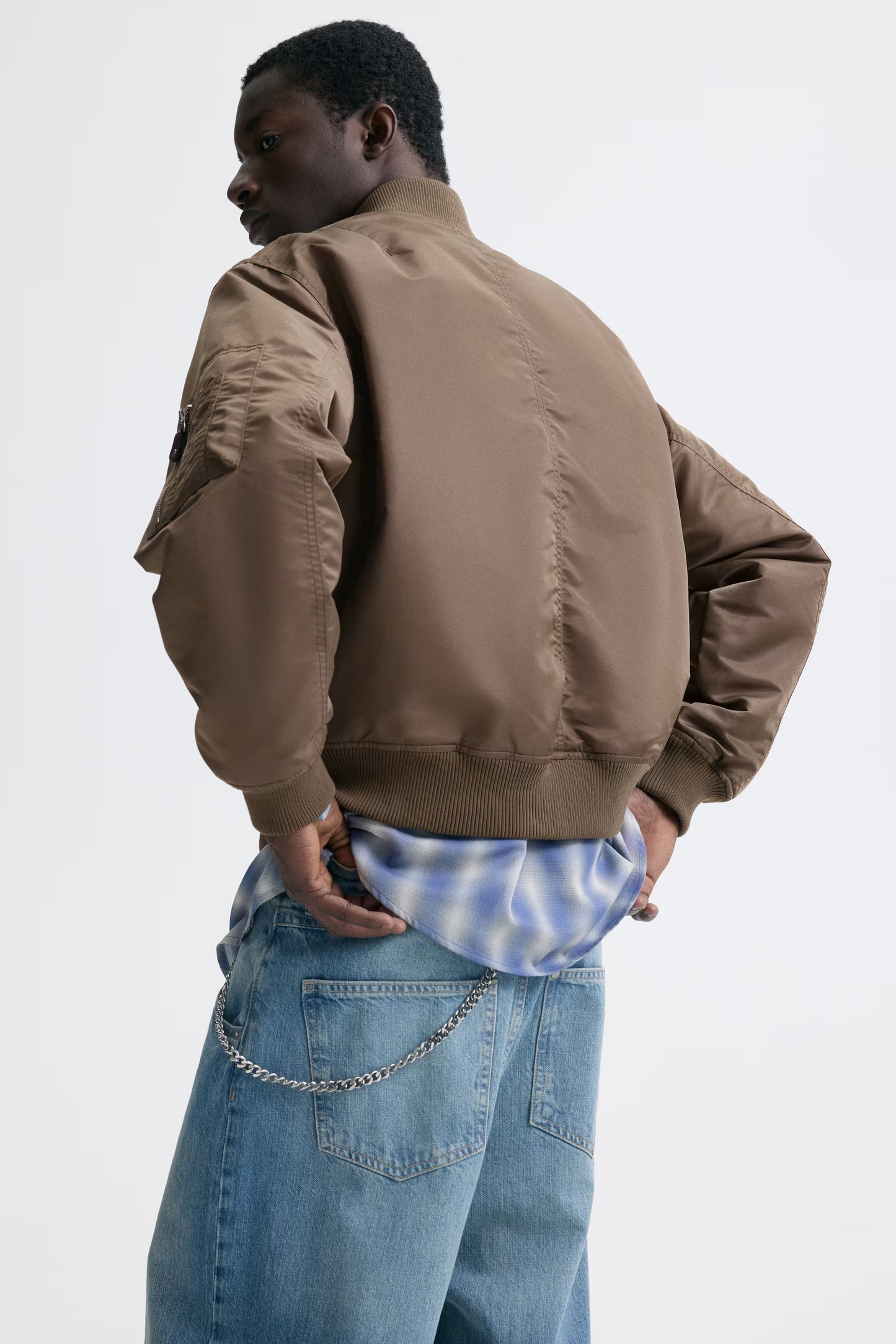 Washed Cotton Canvas Jacket With Concealed Zip And Worn Details