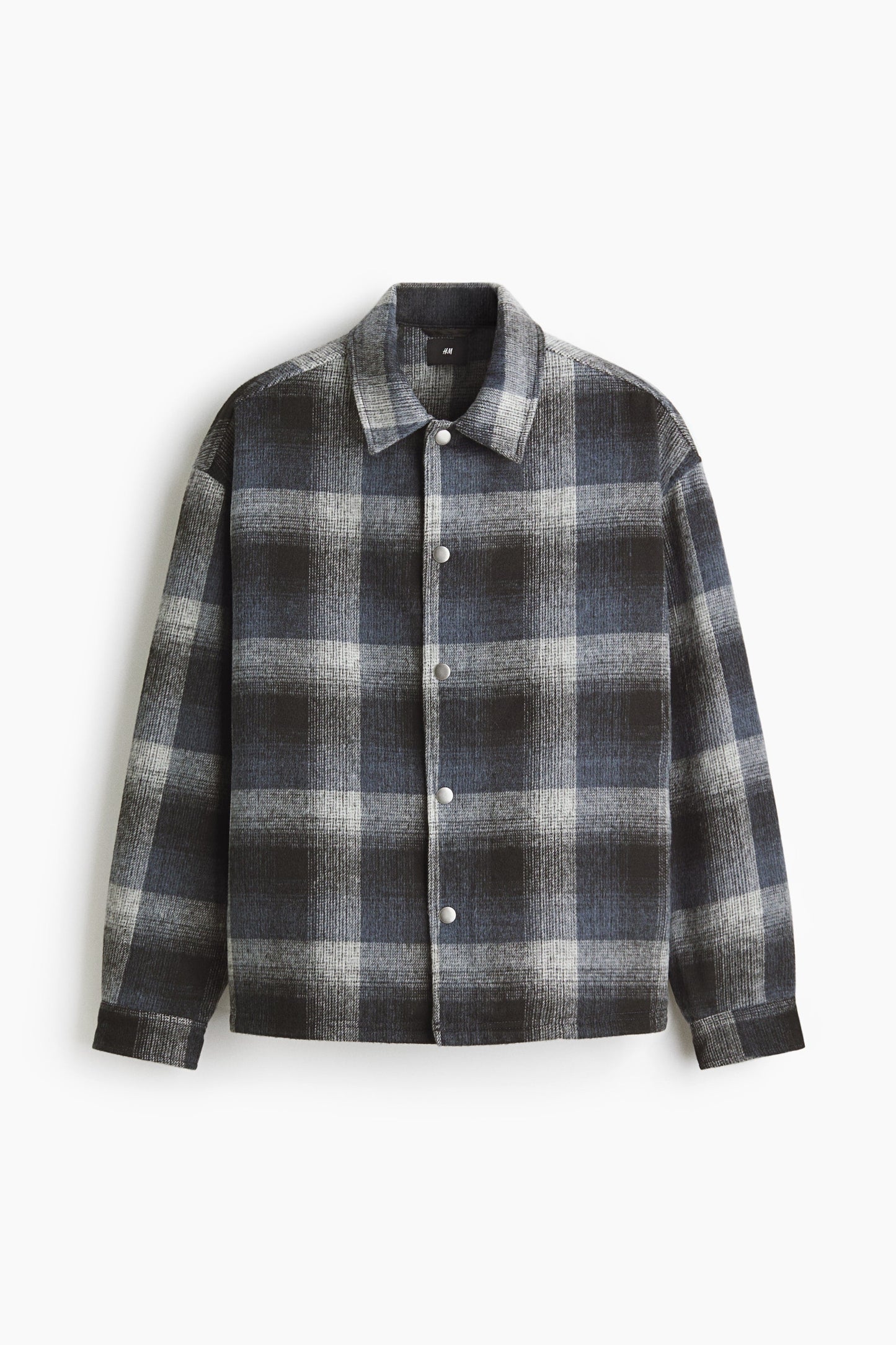 Stylish Men's Silver Plaid Overshirt Jacket with Classic Check Design