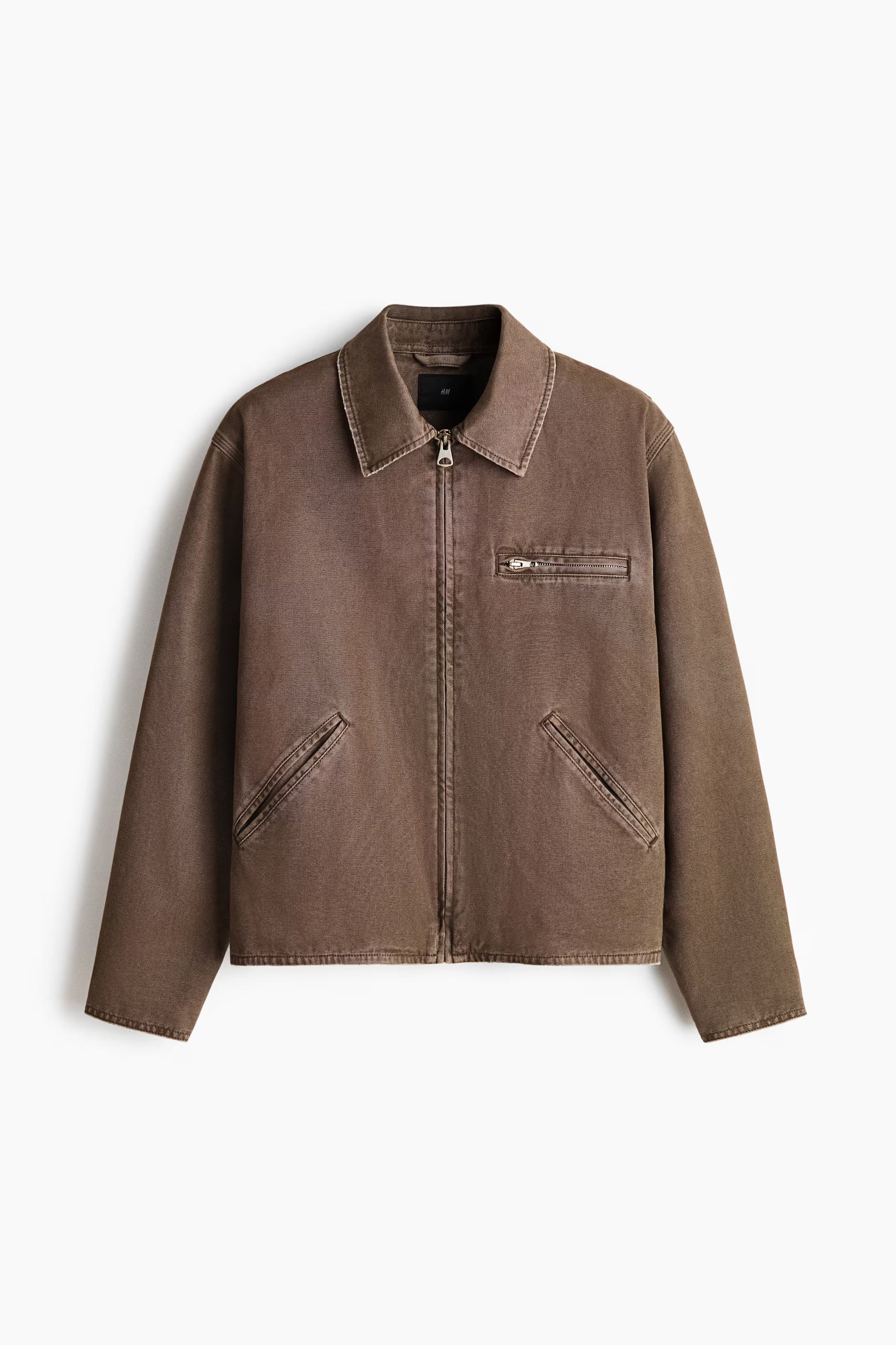 Premium Washed Cotton Canvas Jacket with Distressed Brown Finish