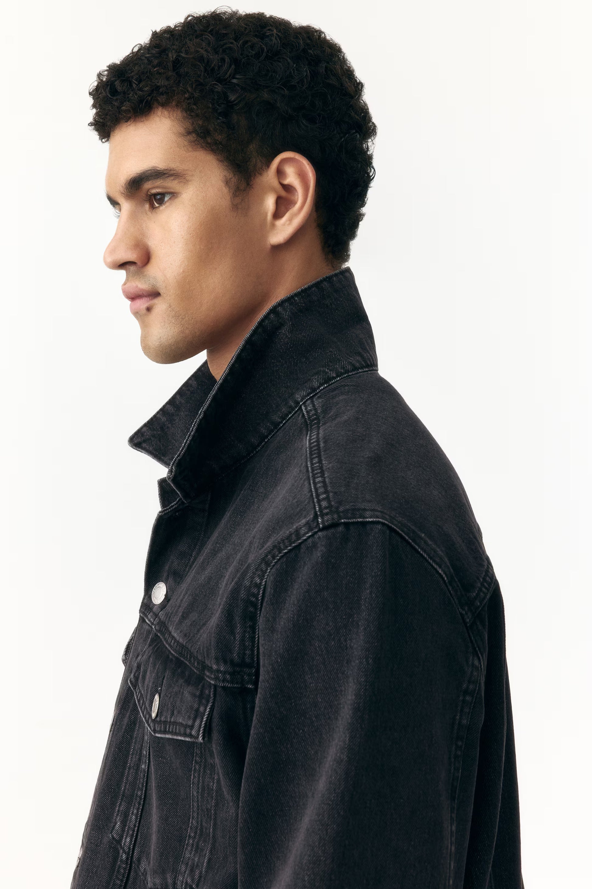 Men's Classic Rigid Black Cotton Denim Trucker Jacket