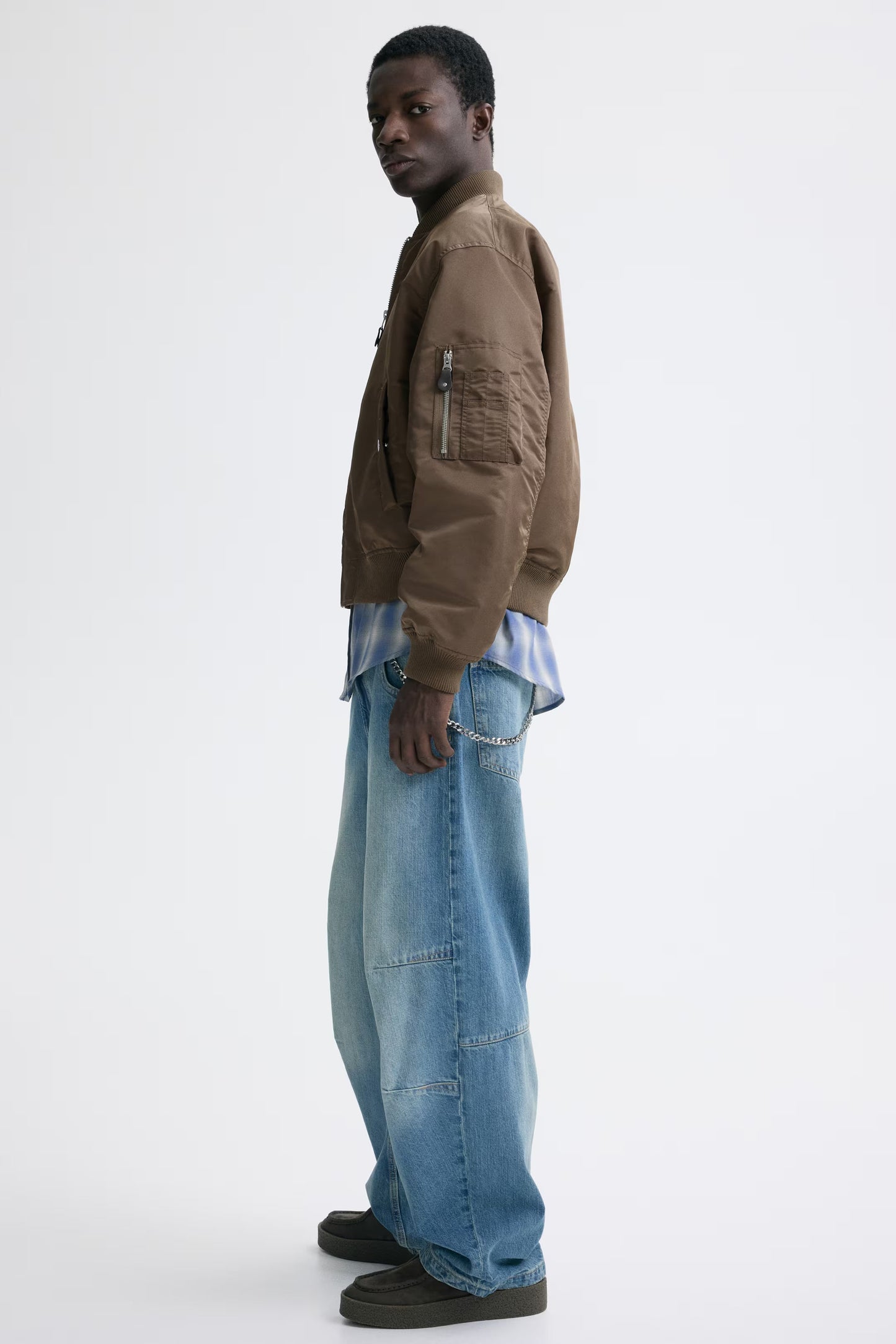 Washed Cotton Canvas Jacket With Concealed Zip And Worn Details